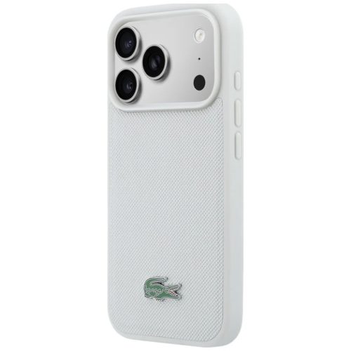 iPhone 17 Pro Max Lacoste Petit Pique Lacquer Logo MagSafe tok világosszürke