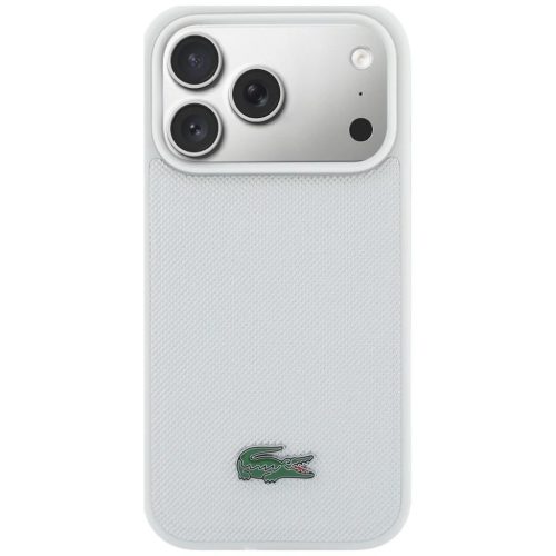 iPhone 17 Pro Max Lacoste Petit Pique Lacquer Logo MagSafe tok világosszürke
