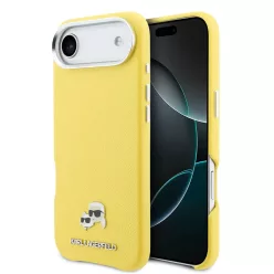  Karl Lagerfeld PU Karl és Choupette Fejek Tűk MagSafe iPhone Air sárga tok