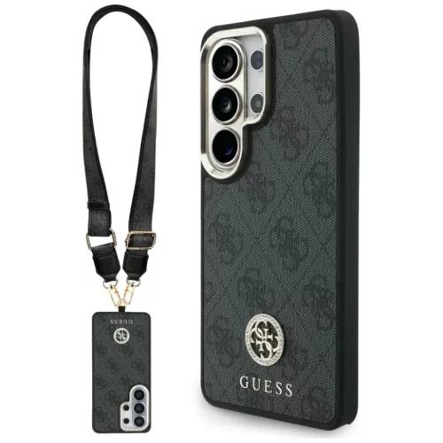 Samsung Galaxy S26 Ultra 4G Nagy Strasszkő Háromszög Pántos tok Guess fekete