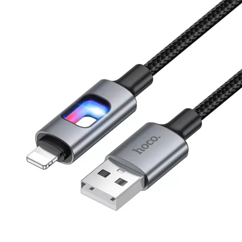 USB-A - Lightning kábel Hoco U144 Led, 18W, 2.4A, 1.2m, Fekete