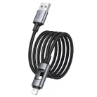 USB-A - Lightning kábel Hoco U144 Led, 18W, 2.4A, 1.2m, Fekete