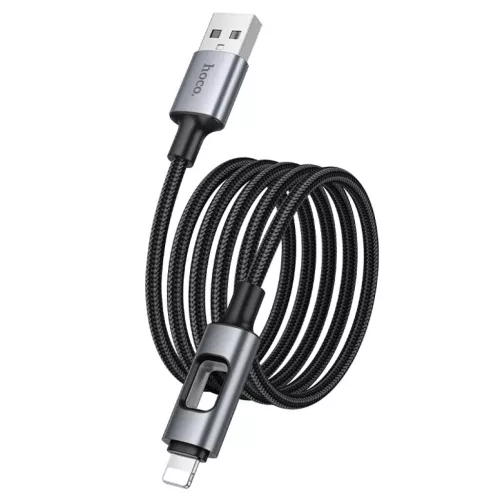 USB-A - Lightning kábel Hoco U144 Led, 18W, 2.4A, 1.2m, Fekete