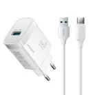 Joyroom JR-TF4 18W fali töltő 3A USB-A - USB-C 1m kábellel - fehér