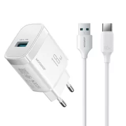   Joyroom JR-TF4 18W fali töltő 3A USB-A - USB-C 1m kábellel - fehér