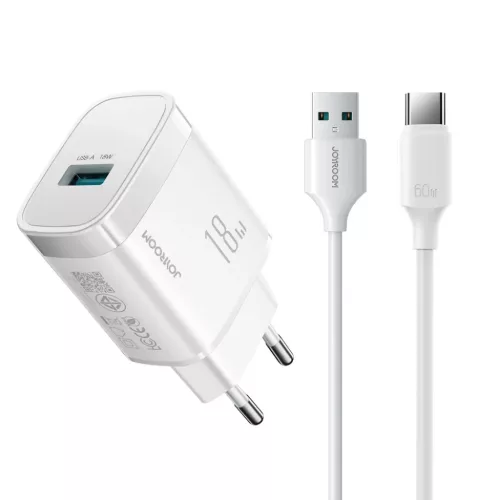 Joyroom JR-TF4 18W fali töltő 3A USB-A - USB-C 1m kábellel - fehér