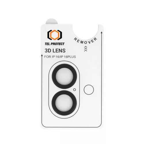 Tel Protect 3D kamera lencsevédő üvegfólia iPhone 16/16 Plus fekete (2 darabos lencse)