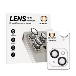   Edzett üveg Tel Protect 3D lencsevédő iPhone 15/15 Plus fekete (2 darab lencse) üvegfólia