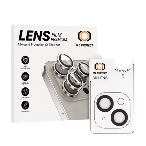 Edzett üveg Tel Protect 3D lencsevédő iPhone 15/15 Plus fekete (2 darab lencse) üvegfólia