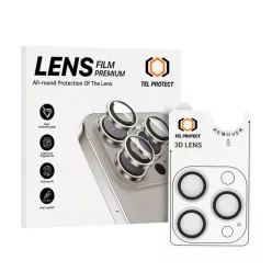   Edzett üveg Tel Protect 3D lencsevédő iPhone 15 Pro/15 Pro Max készülékhez áttetsző (3 darabos lencse) üvegfólia