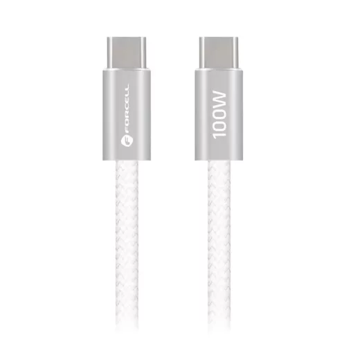 Forcell F-Energy QC4.0 PD 5A 100W Cafule Color USB-C – USB-C kábel, 1,2 m, fehér, ACYH23