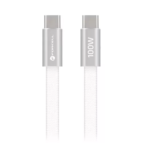 Forcell F-Energy QC4.0 PD 5A 100W Cafule Flat USB-C - USB-C kábel 1,2 m CCFN23 fehér