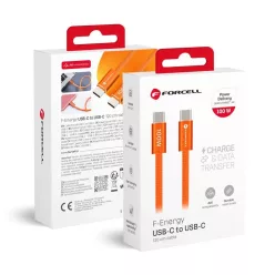   Forcell F-Energy QC4.0 PD 5A 100W Cafule Flat USB-C - USB-C kábel 1,2 m CCFN23 narancssárga