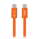 Forcell F-Energy QC4.0 PD 5A 100W Cafule Flat USB-C - USB-C kábel 1,2 m CCFN23 narancssárga