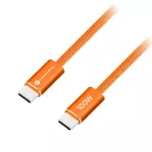 Forcell F-Energy QC4.0 PD 5A 100W Cafule Flat USB-C - USB-C kábel 1,2 m CCFN23 narancssárga