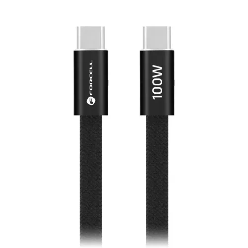 Forcell F-Energy QC4.0 PD 5A 100W Cafule Flat USB-C - USB-C kábel 1,2 m CCFN23 fekete