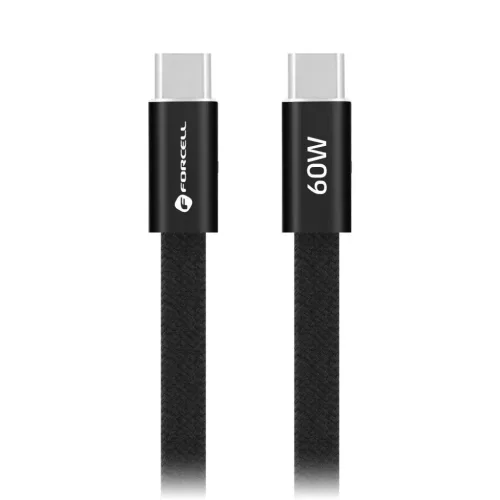 Forcell F-Energy QC4.0 PD 3A 60W Cafule Flat USB-C - USB-C kábel 1,2 m CCFN23 fekete