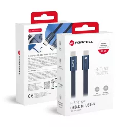   Forcell F-Energy QC4.0 PD 3A 60W Cafule Flat USB-C - USB-C kábel 1,2 m CCFN23 sötétkék