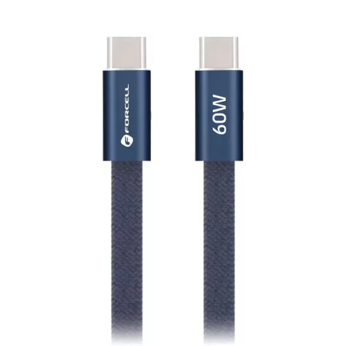 Forcell F-Energy QC4.0 PD 3A 60W Cafule Flat USB-C - USB-C kábel 1,2 m CCFN23 sötétkék