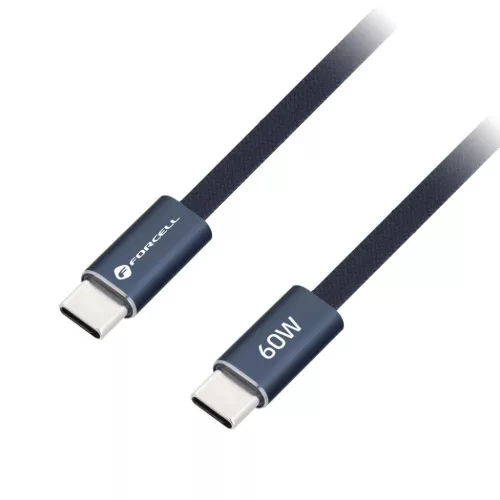 Forcell F-Energy QC4.0 PD 3A 60W Cafule Flat USB-C - USB-C kábel 1,2 m CCFN23 sötétkék