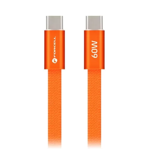 Forcell F-Energy QC4.0 PD 3A 60W Cafule Flat USB-C - USB-C kábel 1,2 m CCFN23 narancssárga