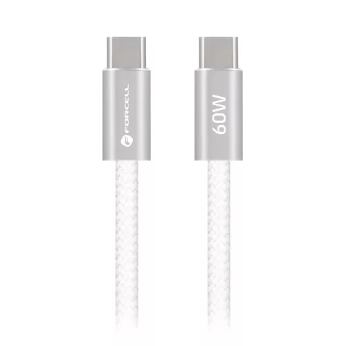 USB-C–USB-C Forcell F-Energy QC4.0 PD 3A 60W Cafule Flat 1,2 m CCFN23 fehér kábel