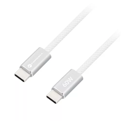 USB-C–USB-C Forcell F-Energy QC4.0 PD 3A 60W Cafule Flat 1,2 m CCFN23 fehér kábel