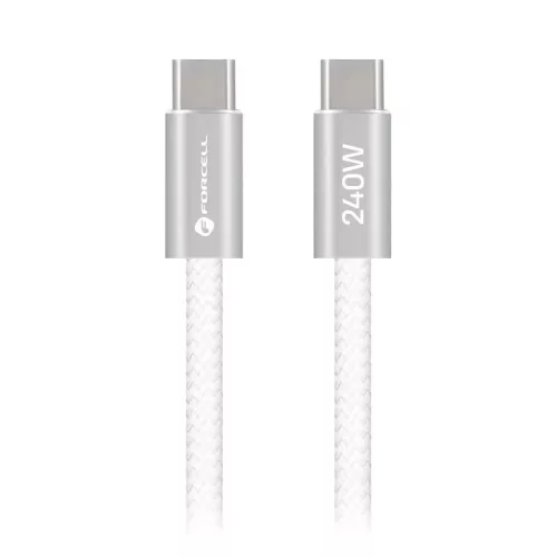 Forcell F-Energy QC4.0 PD 5A 240W Cafule Flat USB-C - USB-C kábel 1,2 m CCFN23 fehér