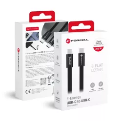   Forcell F-Energy QC4.0 PD 5A 240W Cafule Flat USB-C - USB-C kábel 1,2 m CCFN23 fekete