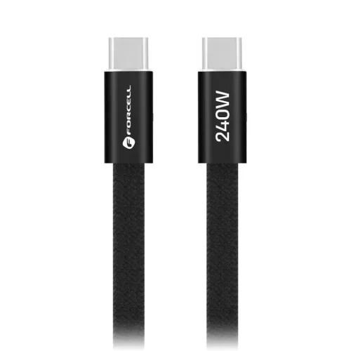 Forcell F-Energy QC4.0 PD 5A 240W Cafule Flat USB-C - USB-C kábel 1,2 m CCFN23 fekete