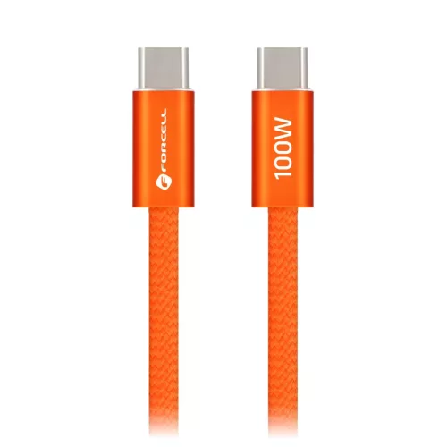 Narancssárga Forcell F-Energy QC4.0 PD 5A 100W Cafule Color USB-C–USB-C kábel 1,2 m ACYH23