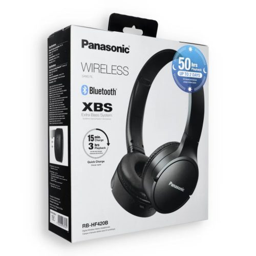 PANASONIC RB-HF420BE XBS (Extra Bass System) vezeték nélküli fejhallgató fekete