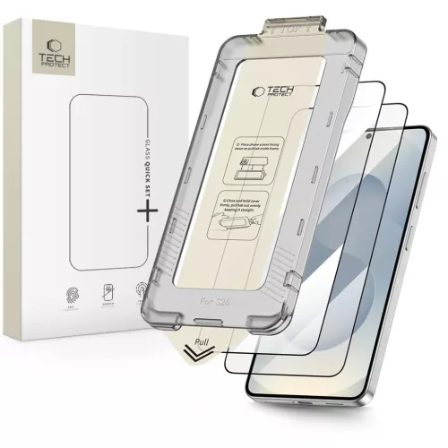 Samsung Galaxy S26 Tech-Protect Quick Set+ 2 darabos fekete üvegfólia