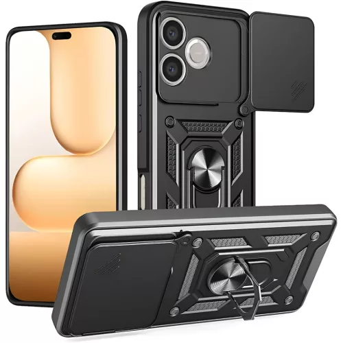 Honor 600 Lite Fekete Techsuit CamShield Sorozat tok