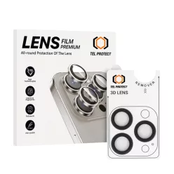   Tel Protect 3D Fényképezőgép lencsevédő üvegfólia iPhone 15 Pro/15 Pro Max fekete (3 darabos lencse)