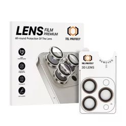   Temperált üveg Tel Protect 3D lencse védőfólia kamera iPhone 15 Pro/15 Pro Max titán (3 darab lencse) üvegfólia