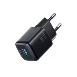   Joyroom JR-TG7 33W USB-A + USB-C fali töltő 60W USB-C - USB-C 1m kábellel - Fekete