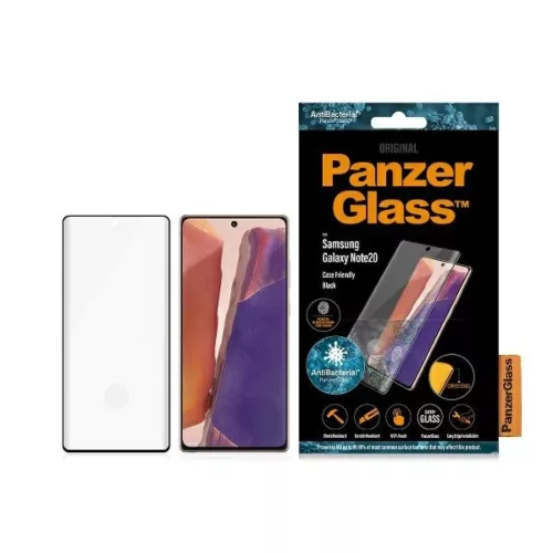 Samsung Note 20 PanzerGlass Curved Super+ tokbarát ujjlenyomat-azonosító kompatibilis antibakteriális fekete üvegfólia