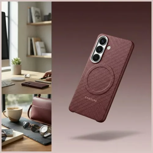 Samsung Galaxy S26 Carbon mágneses piros tok