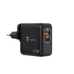   T-Phox Mega T-PP09 GaN PD 65W USB/USB-C hálózati töltő adapter fekete