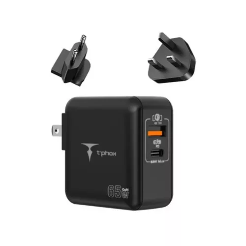 T-Phox Mega T-PP09 GaN PD 65W USB/USB-C hálózati töltő adapter fekete