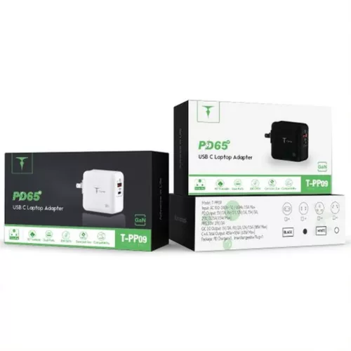 T-Phox Mega T-PP09 GaN PD 65W USB/USB-C hálózati töltő adapter fekete
