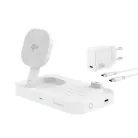 4smarts Qi2 Trident 2 az 1-ben vezeték nélküli töltőállomás + USB-C + 30 W-os hálózati töltő fehér 540998