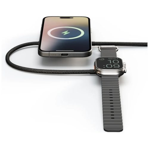 Zens Pro 2 2 az 1-ben vezeték nélküli töltő + Apple Watch Qi2 15 W USB-C töltő fekete