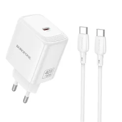   Borofone BN33 Fuente GaN Typ C - QC3.0 PD 40W hálózati USB-C töltő adapter