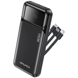   Awei PA-91 10000mAh 22,5W PD 2xUSB-C + kábel fekete powerbank