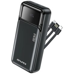  Awei PA-93 20000mAh 22,5W PD powerbank 2x USB-C + kábellel fekete