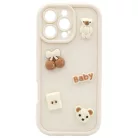 iPhone 16 Pro 3D bézs medvés tok