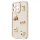 iPhone 16 Pro 3D bézs medvés tok