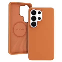   Liavec Silky tok fém kamerakerettel Samsung Galaxy S26 Ultra-hoz narancssárga